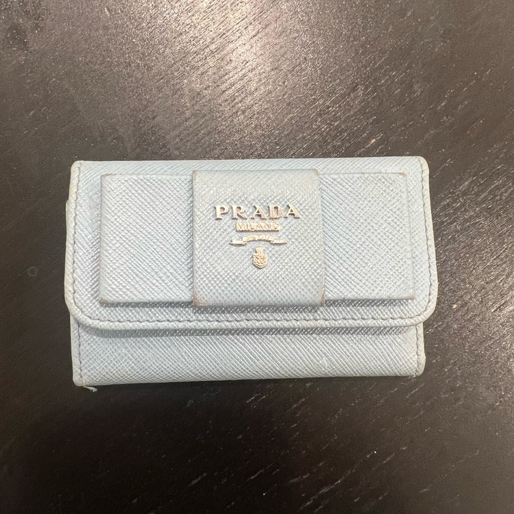Prada saffiano leather key chain holder